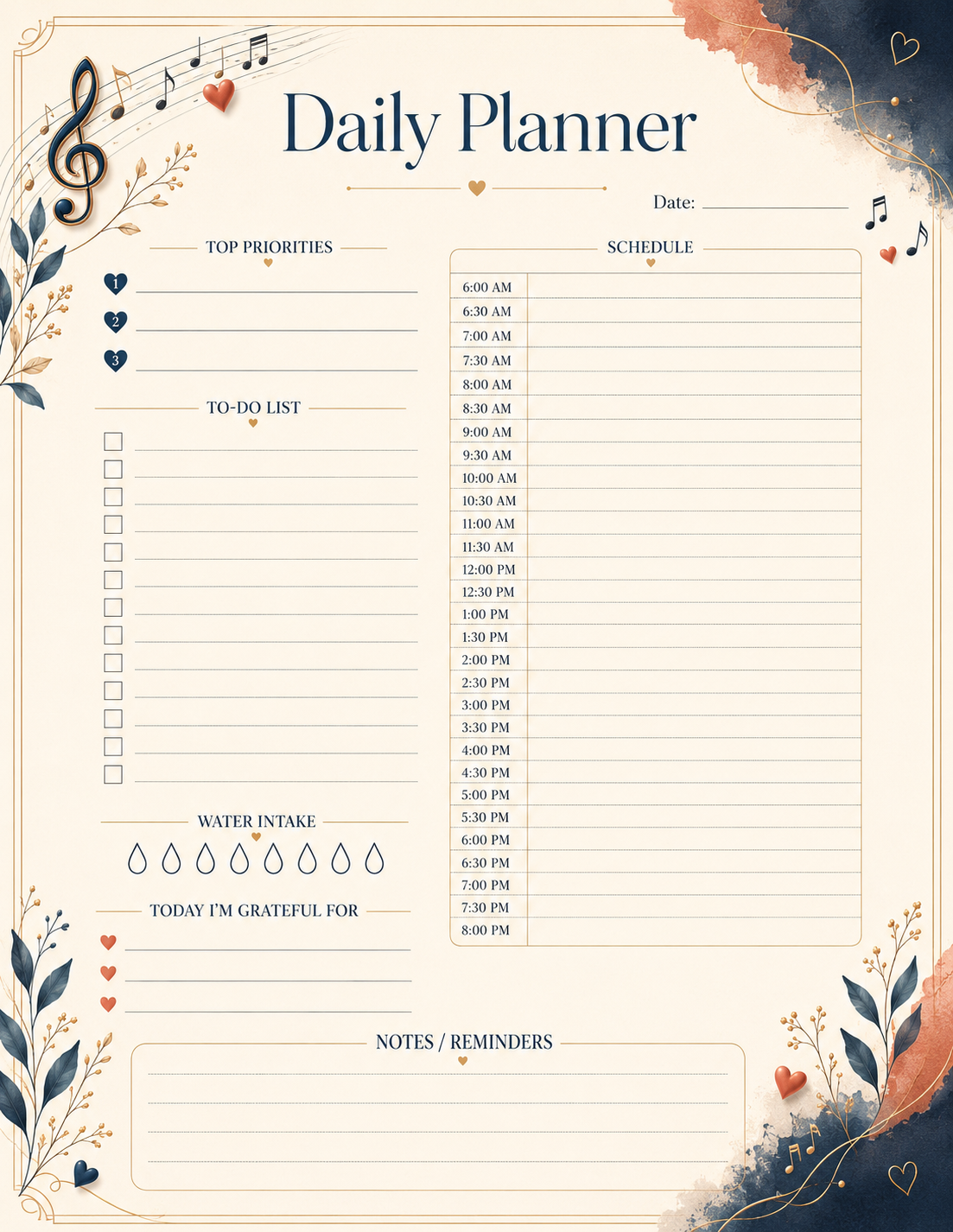 Music Daily Planner (Botanical)