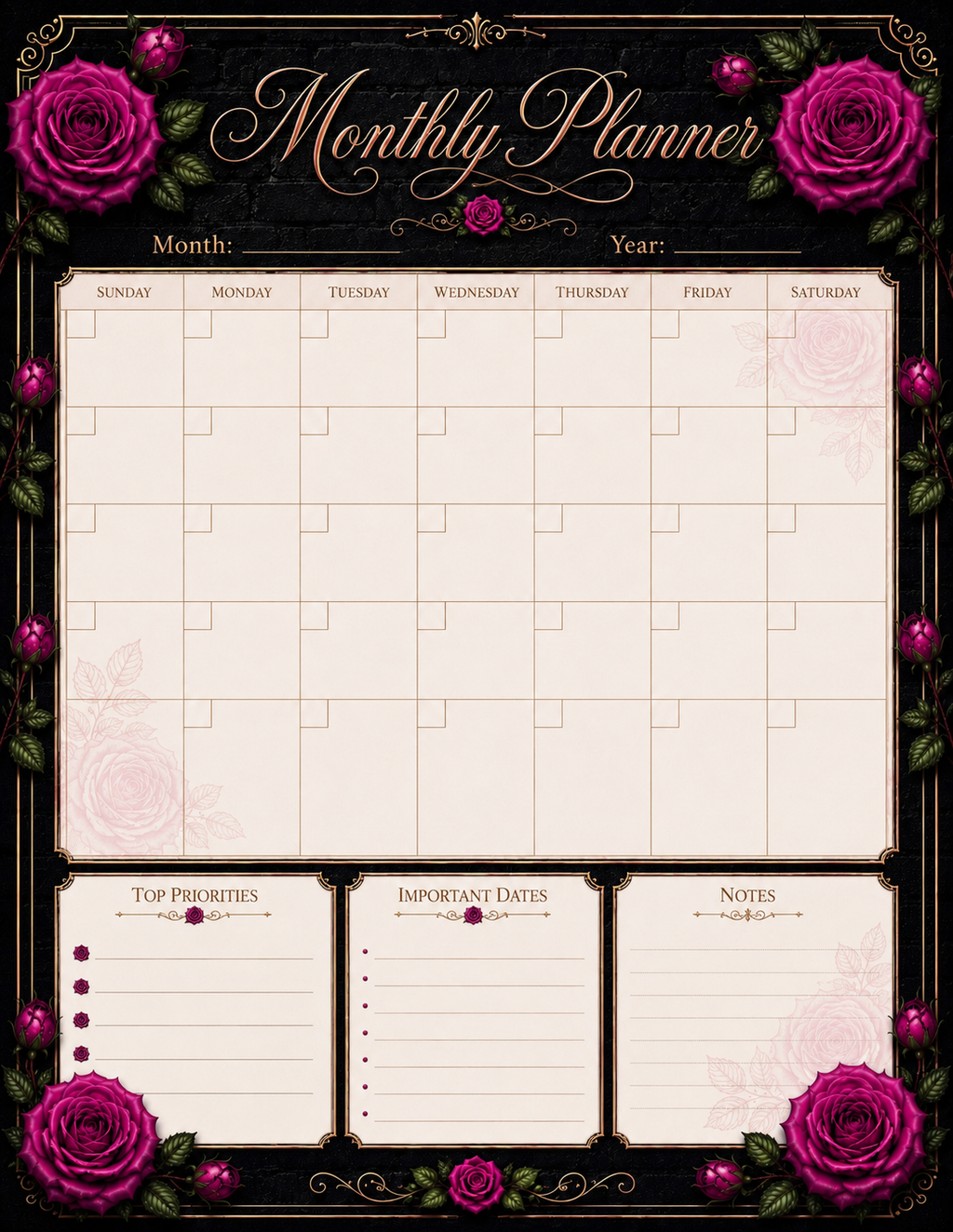 Dark Romance Planner — Complete Set (Digital Print)