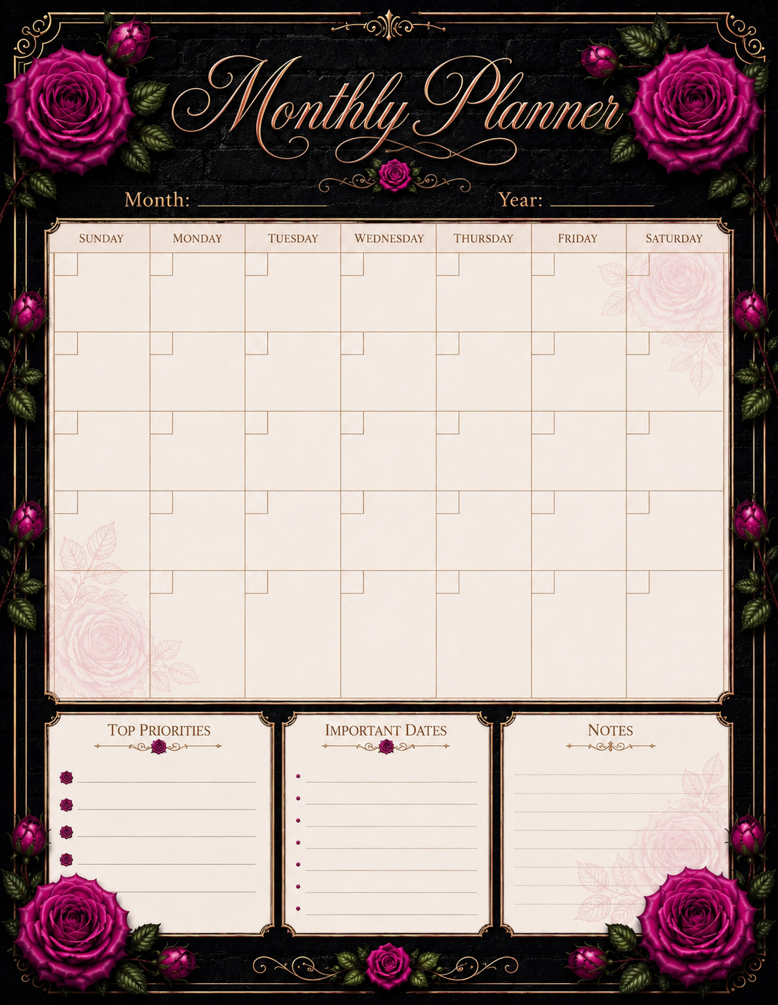 Dark Romance Planner — Complete Set (Digital Print)