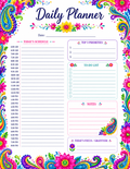 Colorful Paisley Daily Planner Page — Printable PDF