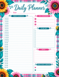 Sunflower Plaid Daily Planner Page — Printable PDF
