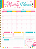 Monthly Planner — Printable Planning Page | Colorful Heart Design | Instant Download